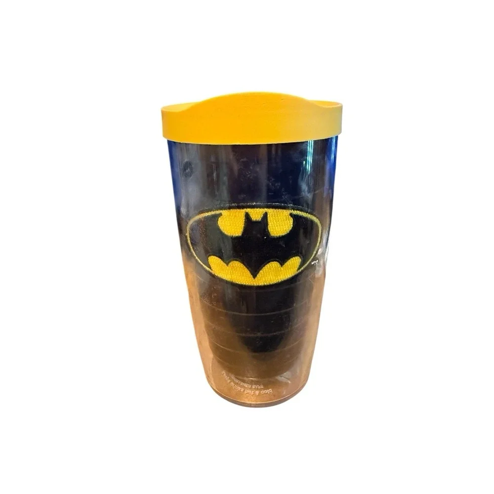 Tervis Batman Logo Patch Insulated Tumbler Mug Cup w/ Yellow Lid‎ 16oz.